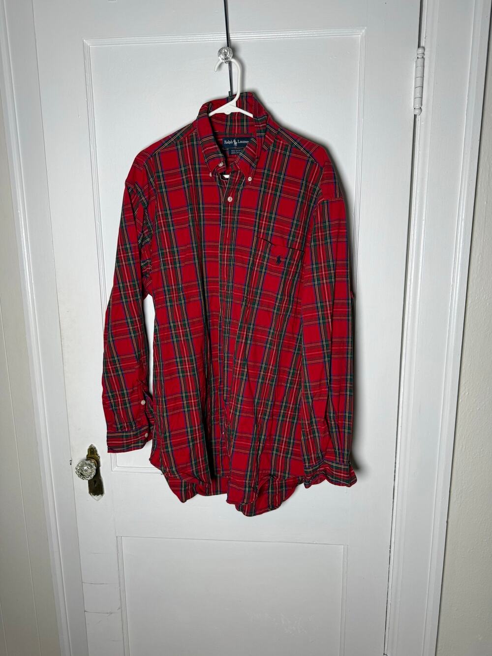 Ralph Lauren Blake Shirt Men’s XL Red Tartan Plaid Cotton Button Down Preppy
